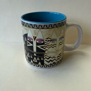 Laurel Burch 2014 Tribal Felines Cat Design Collectible Mug in Neutral Tones.